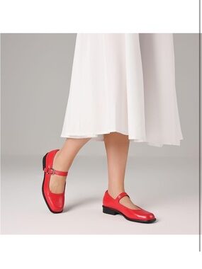 Classic Red Mary Jane Flats - Women